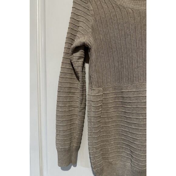 Madewell Women’s Sweater Size Small Ribbed Beige Preppy Crew Neck Light Weight - Picture 4 of 9